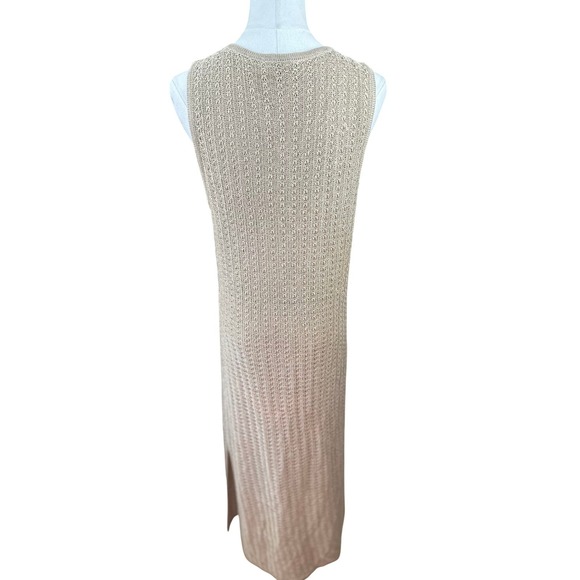 Lauren Ralph Lauren NWT SZ XL Gold Knit Sleeveless Maxi Dress Side Slits Ribbed - Picture 8 of 16